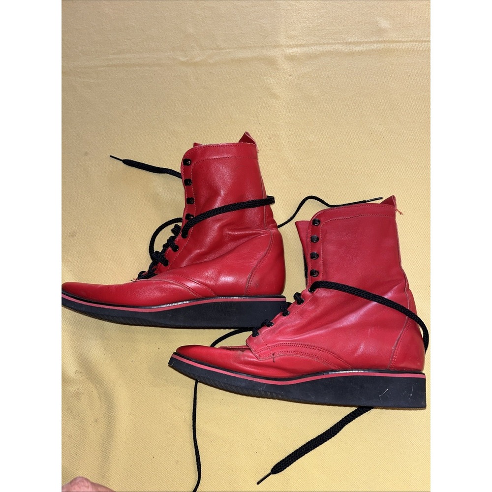 Vtg Laredo Western Red Lace Up Boots Size 6.5 Model 16540 Leather Rubber Sole. - Picture 4 of 10